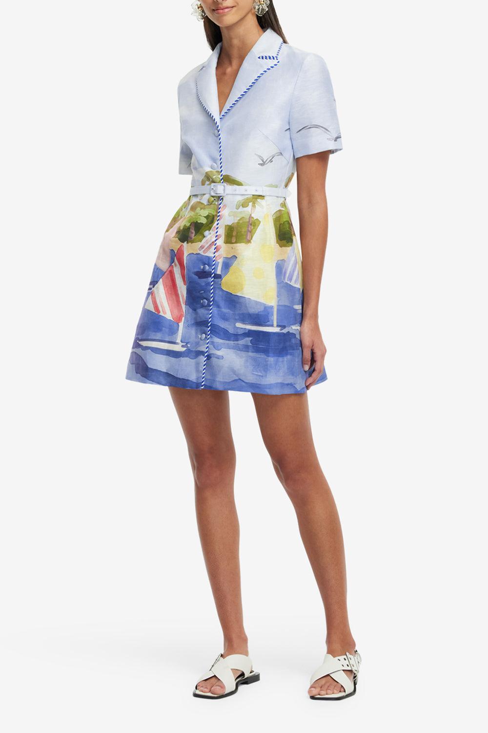 Brigitte Mini Dress-NAUTPRNT-2-CLOTHINGDRESSCASUAL-LEO LIN