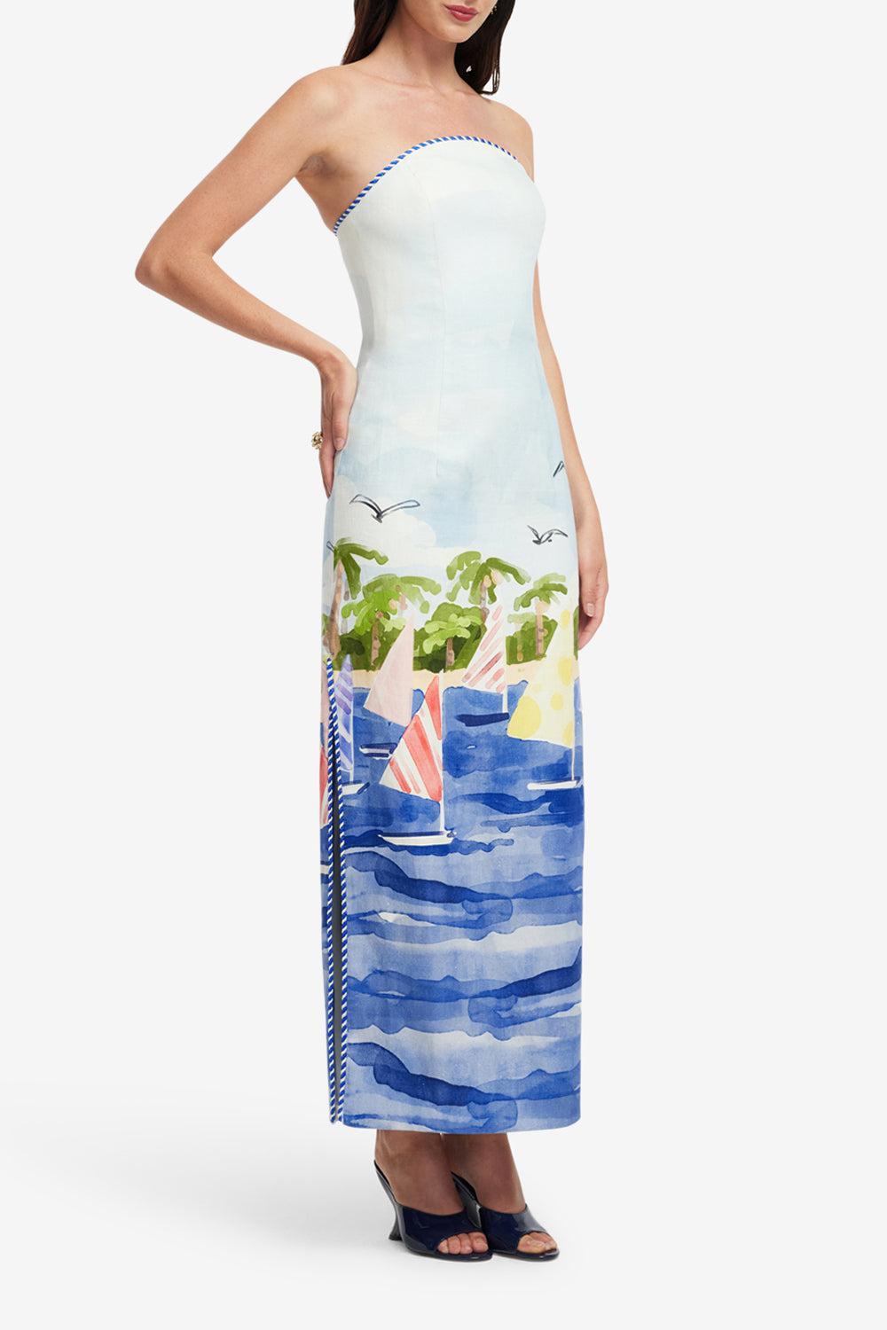 Ava Maxi Dress - Nautical Print-NAUTPRNT-2-CLOTHINGDRESSCASUAL-LEO LIN