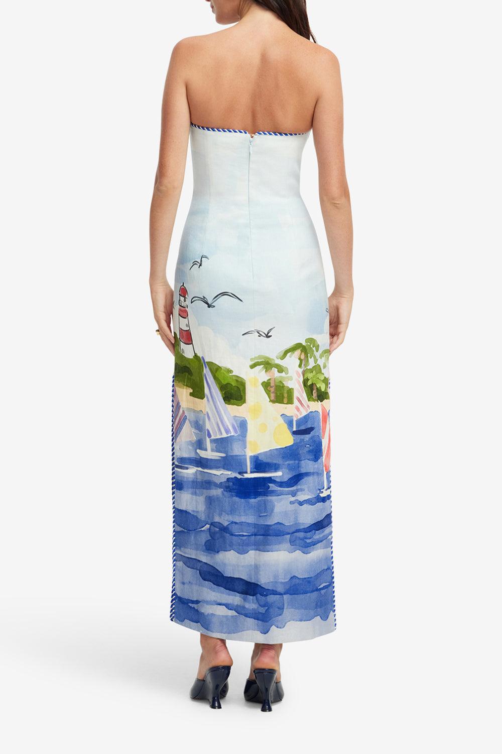 Ava Maxi Dress - Nautical Print-NAUTPRNT-2-CLOTHINGDRESSCASUAL-LEO LIN