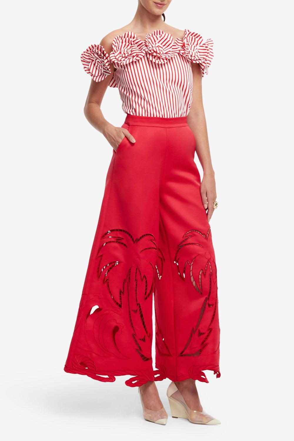 Theodora Pants-SCARLET-2-CLOTHINGPANTWIDE LEG-LEO LIN
