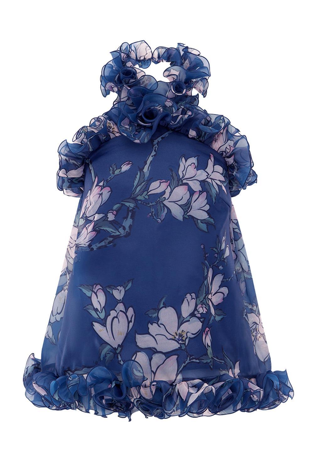Michelle Ruffled Halterneck Top-MIDNIGHT-2-CLOTHINGDRESSCASUAL-LEO LIN