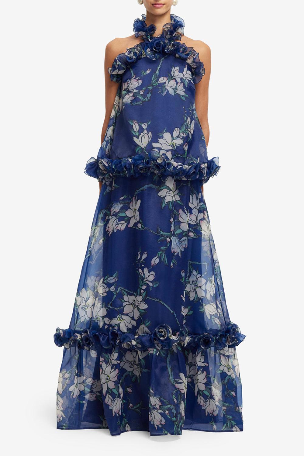 Michelle Ruffled Halterneck Top-MIDNIGHT-2-CLOTHINGDRESSCASUAL-LEO LIN