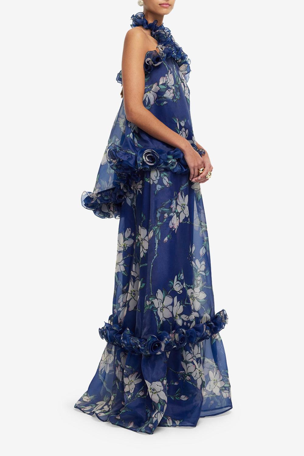 Michelle Ruffled Halterneck Top-MIDNIGHT-2-CLOTHINGDRESSCASUAL-LEO LIN