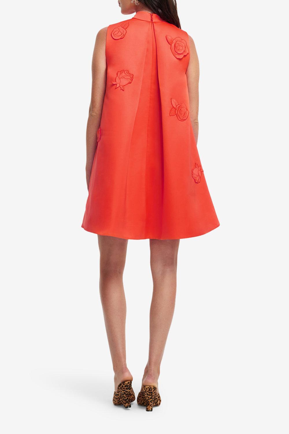 Fallon Applique Floral Mini Dress-SAFFRON-2-CLOTHINGDRESSCOCKTAIL-LEO LIN