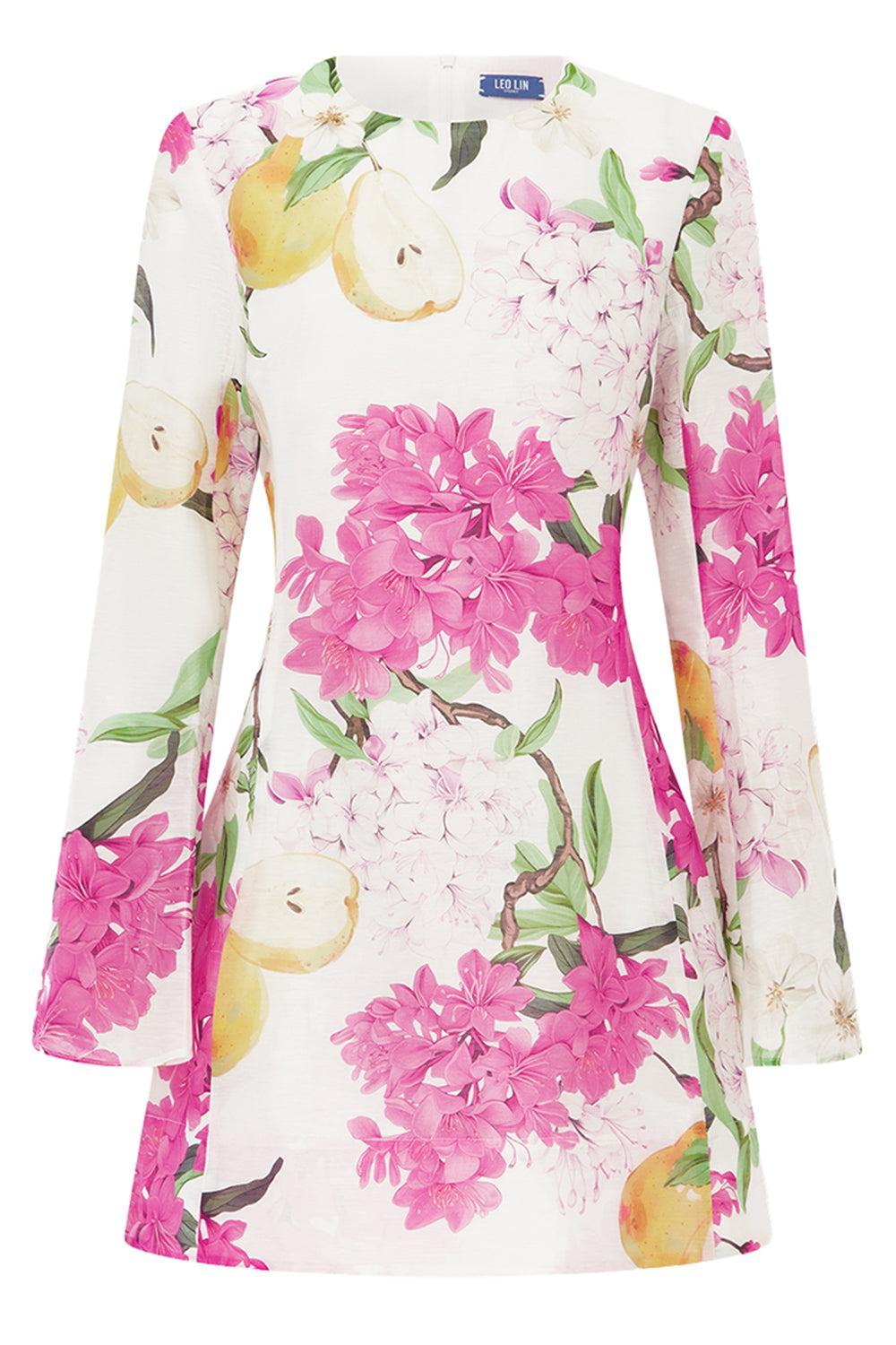 Suzanne Bell Sleeve Mini Dress-FLRLPEAR-2-CLOTHINGDRESSCOCKTAIL-LEO LIN