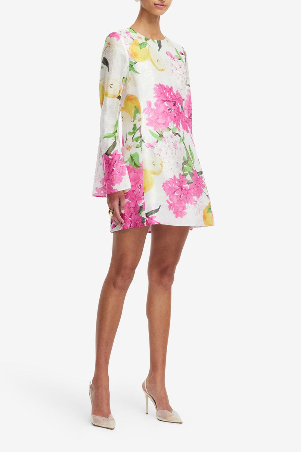 Suzanne Bell Sleeve Mini Dress-FLRLPEAR-2-CLOTHINGDRESSCOCKTAIL-LEO LIN