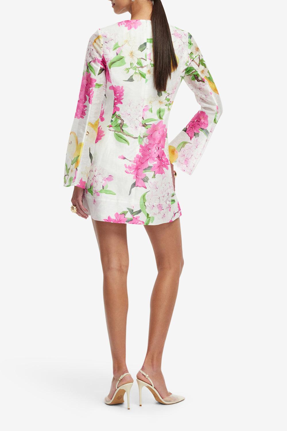 Suzanne Bell Sleeve Mini Dress-FLRLPEAR-2-CLOTHINGDRESSCOCKTAIL-LEO LIN