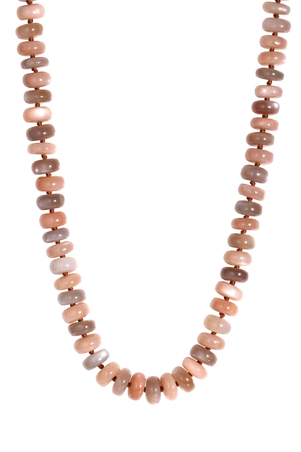 Peach Grey Moonstone Rondelle Beaded Necklace