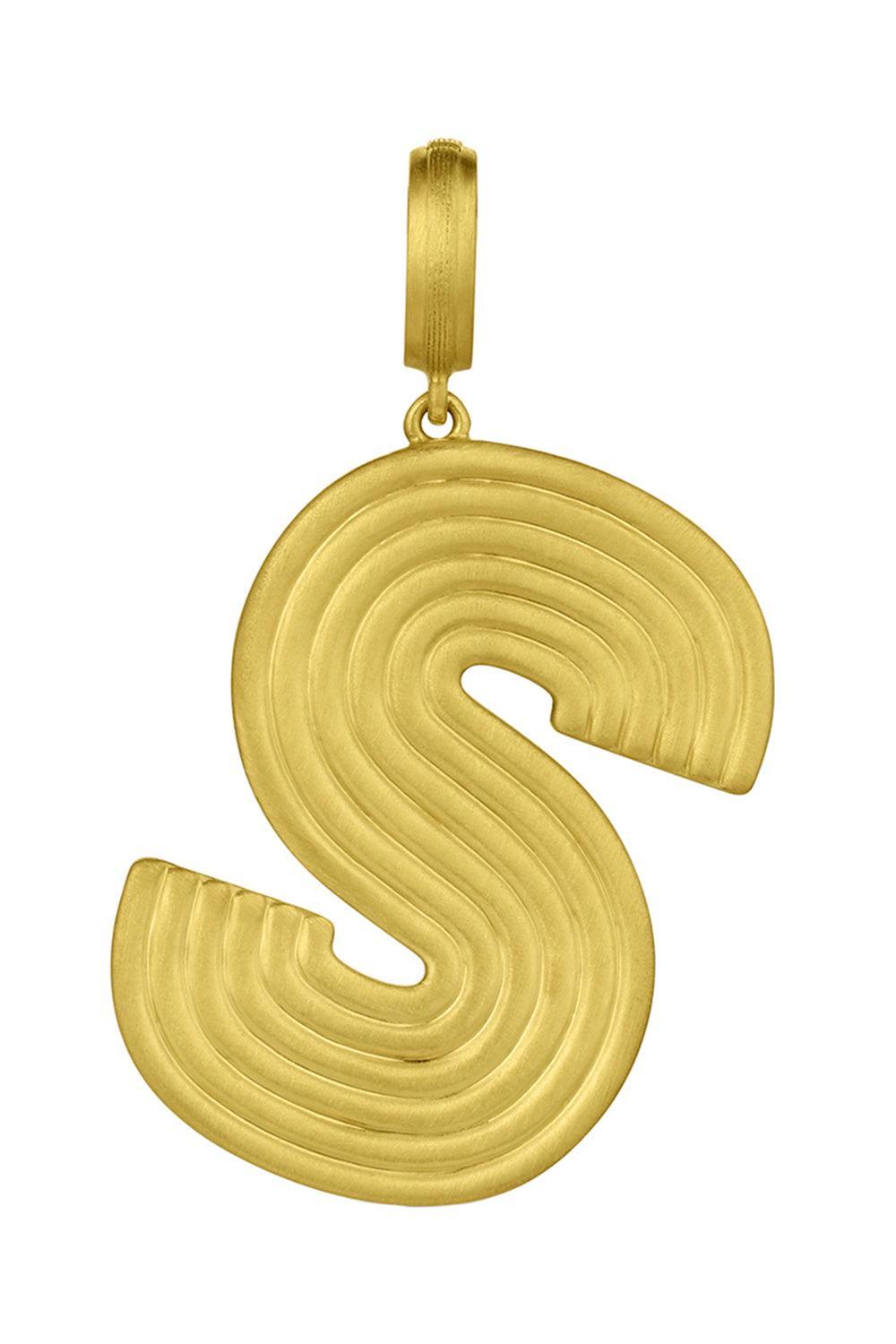 Large Ridged Initial Pendant-YELLOW GOLD-JEWELRYFINE JEWELPENDANT-LEIGH MAXWELL