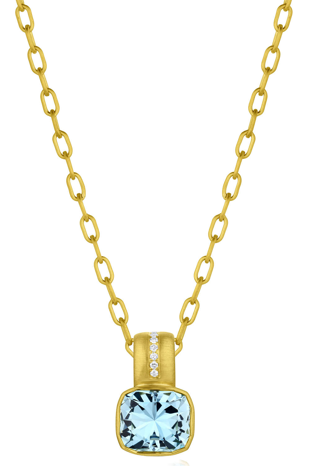 Aquamarine Amani Bezel Set Necklace