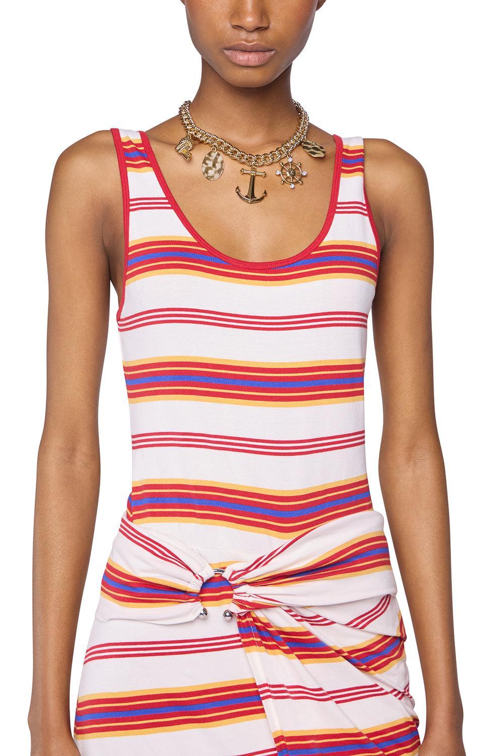 Stripe Robe Dress-CRM/ORNG-34-CLOTHINGDRESSCASUAL-RABANNE