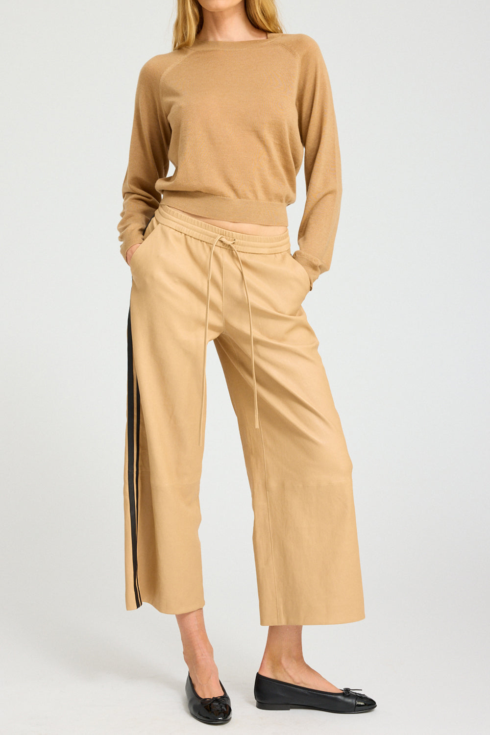 Cropped Leather Athletic Pant