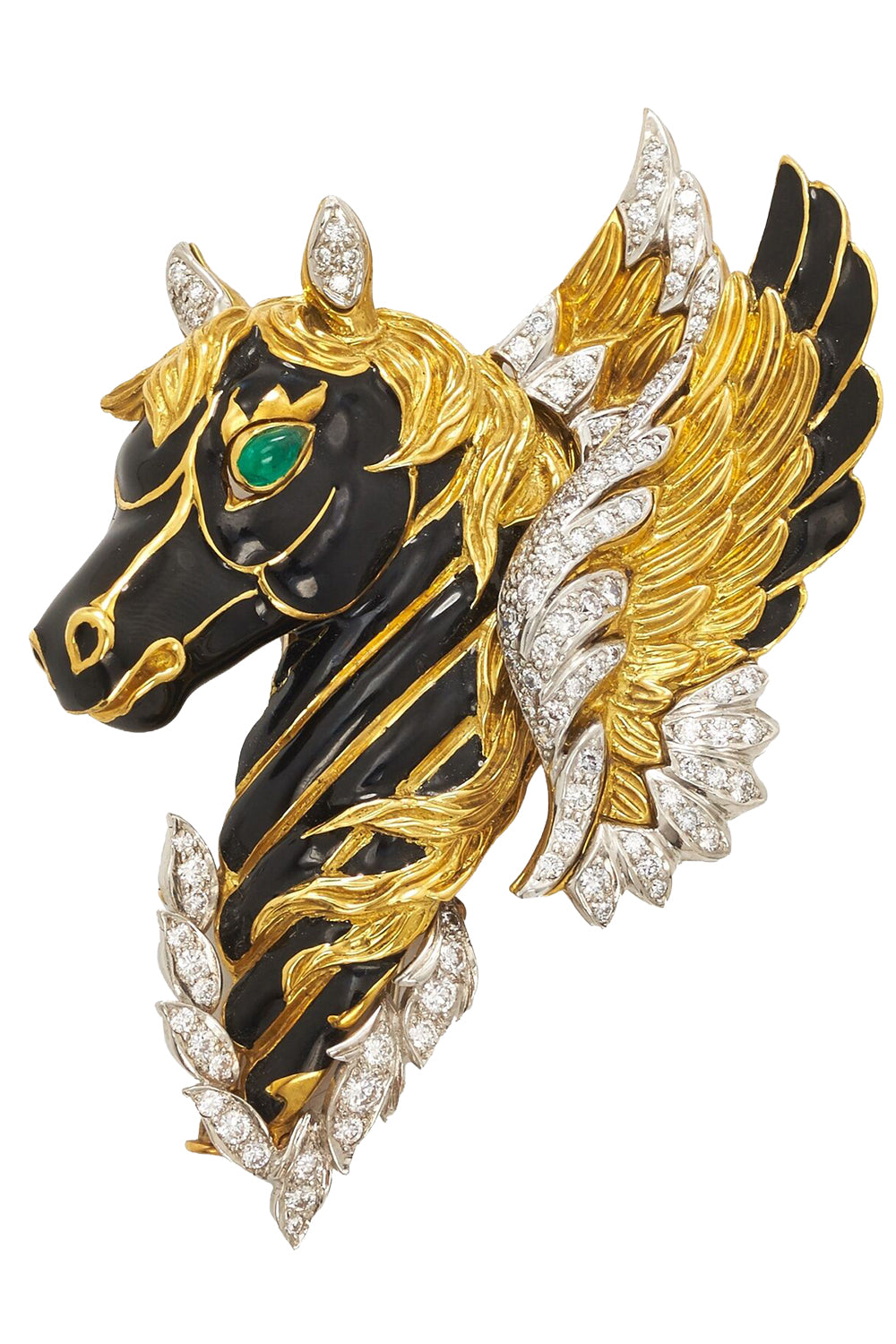 Diamond Emerald Black Pegasus Pin