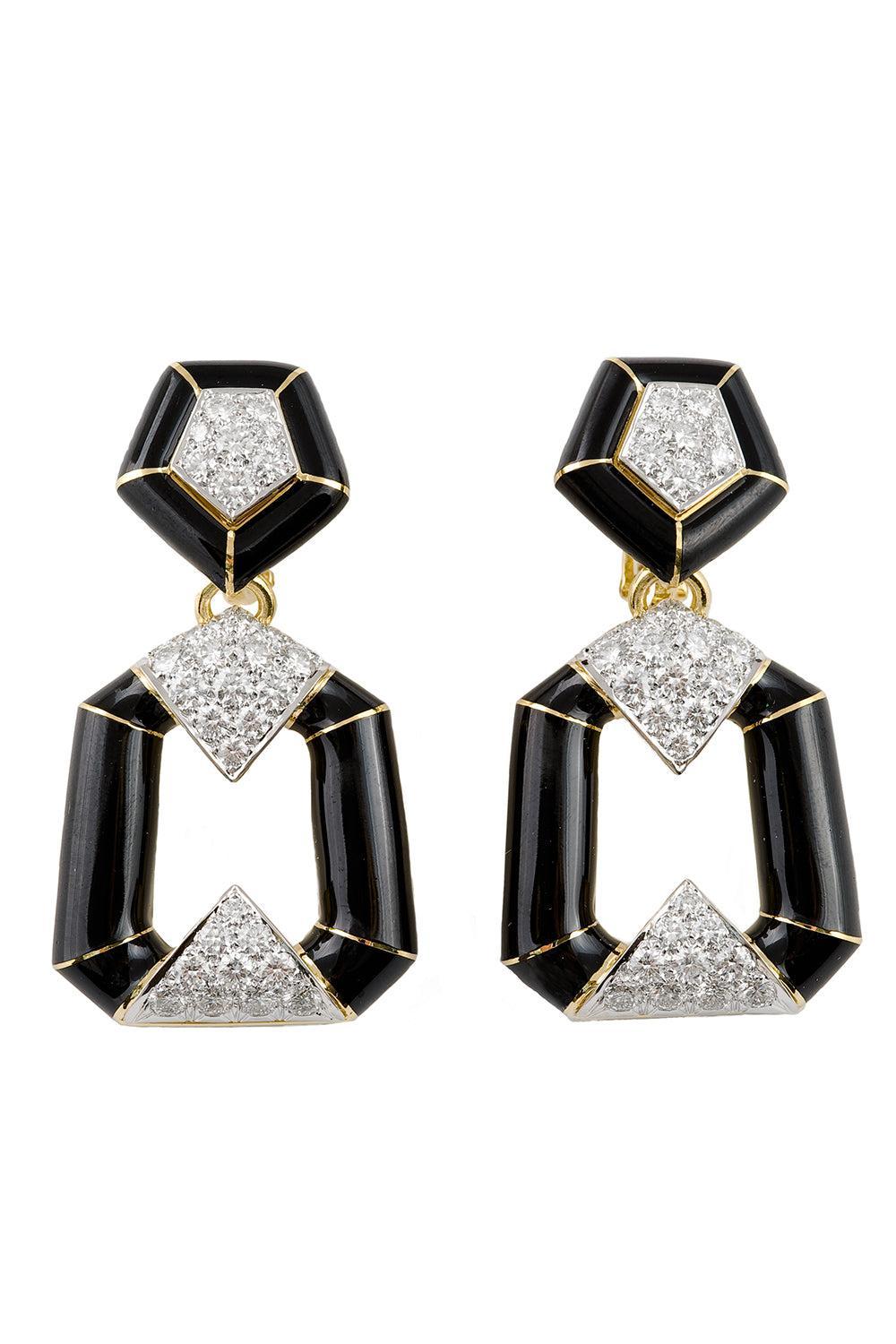 Diamond Black Bamboo Earrings-YELLOW GOLD-JEWELRYFINE JEWELEARRING-DAVID WEBB