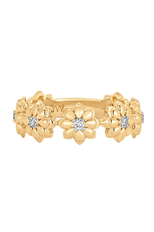 Diamond Lierre Eternity Flower Ring-YELLOW GOLD-6.5-JEWELRYFINE JEWELRING-SARA WEINSTOCK