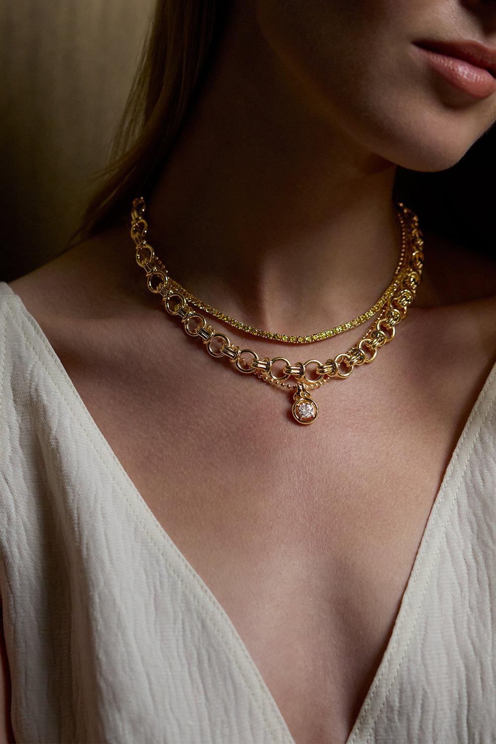 Yellow Sapphire Medium Lenox Tennis Necklace-YELLOW GOLD-JEWELRYFINE JEWELNECKLACE O-MELISSA KAYE