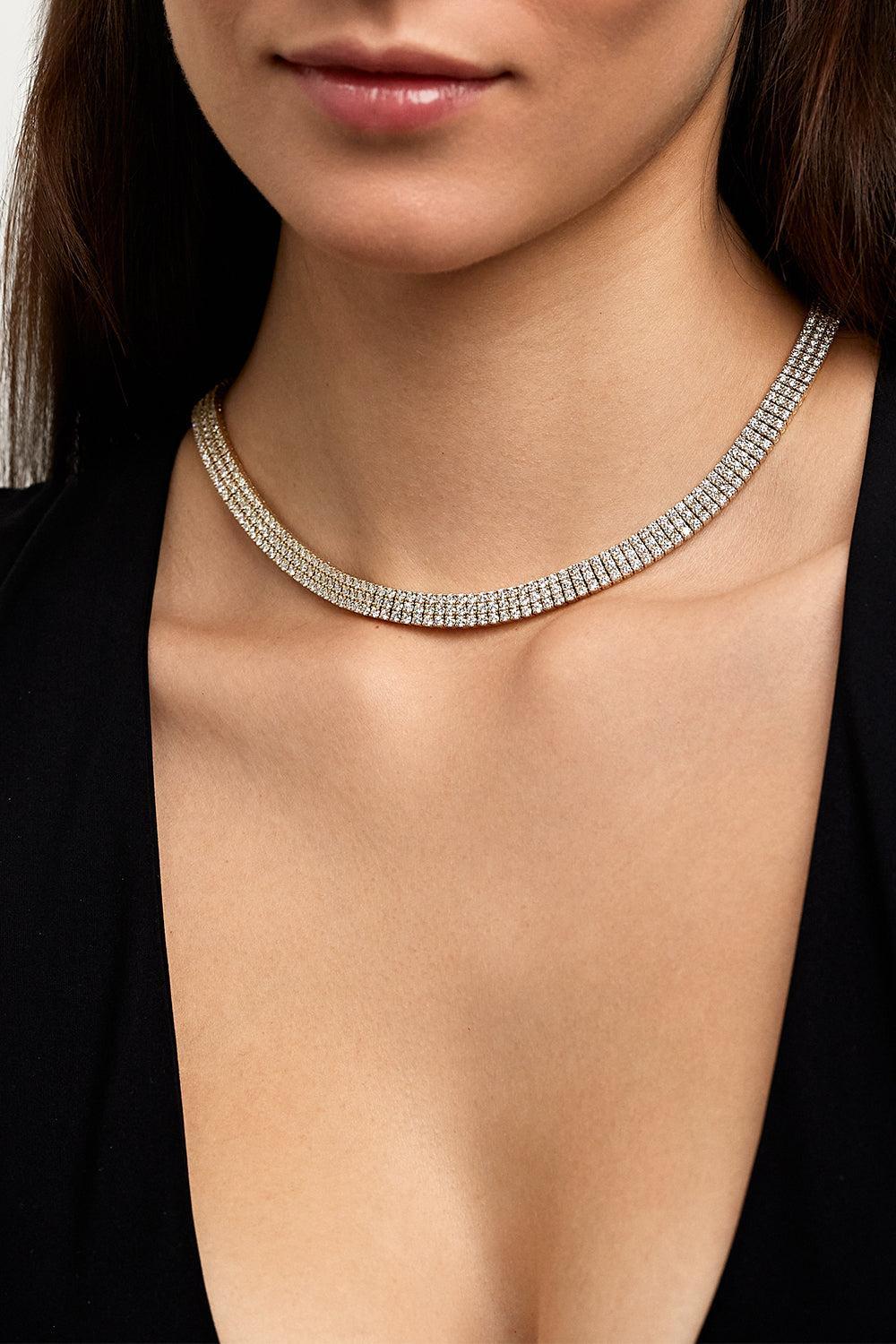 Diamond Triple Lenox Necklace-YELLOW GOLD-JEWELRYFINE JEWELNECKLACE O-MELISSA KAYE