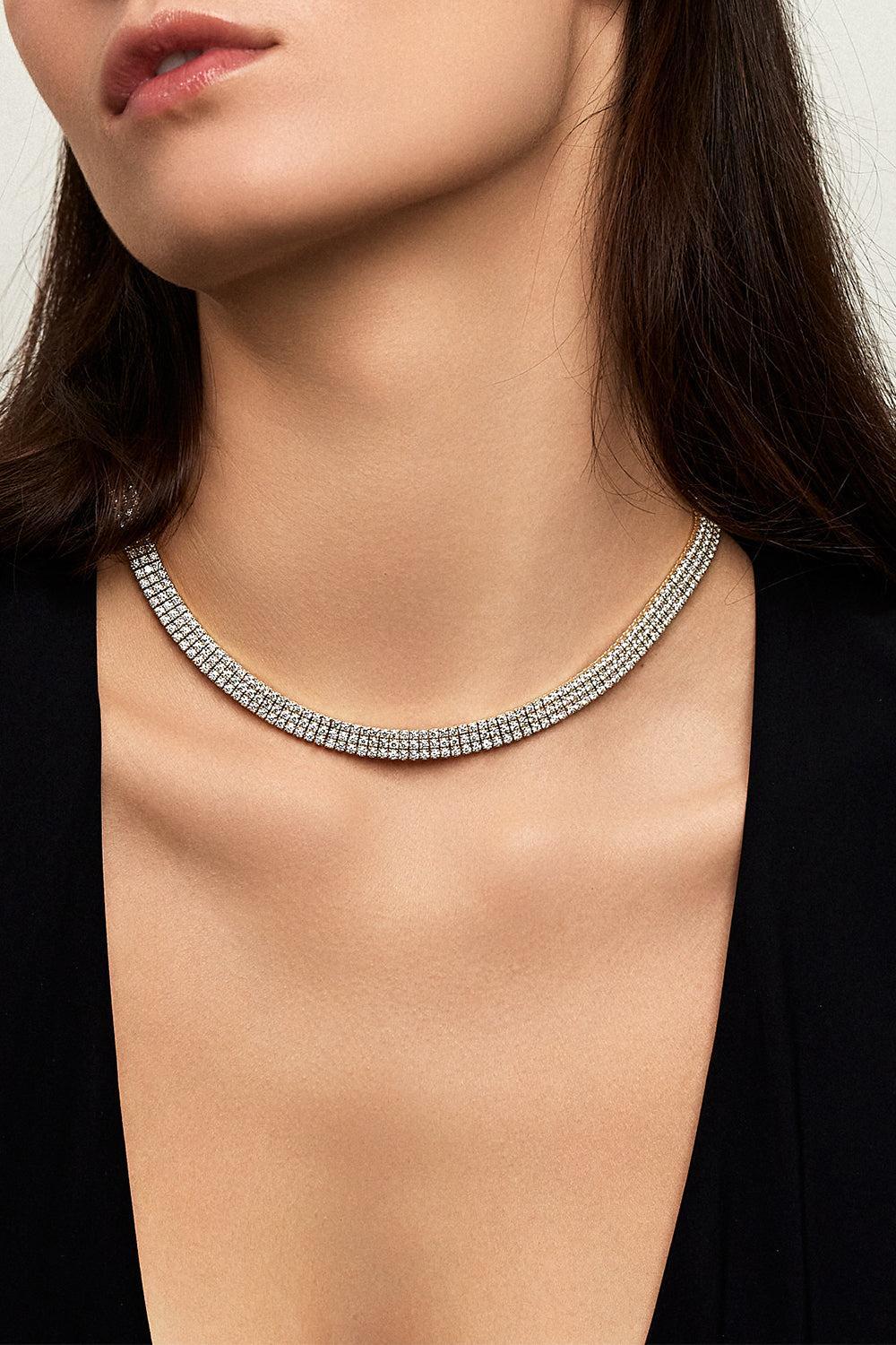 Diamond Triple Lenox Necklace-YELLOW GOLD-JEWELRYFINE JEWELNECKLACE O-MELISSA KAYE