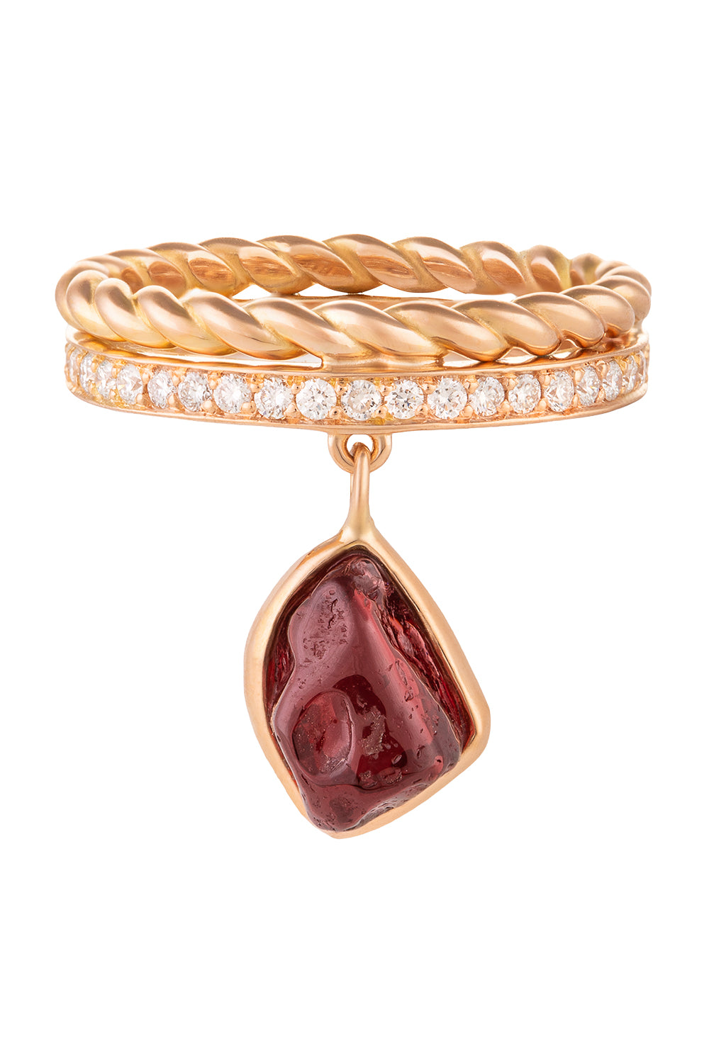 Diamond Pink Tourmaline Liberté Torsade Ring