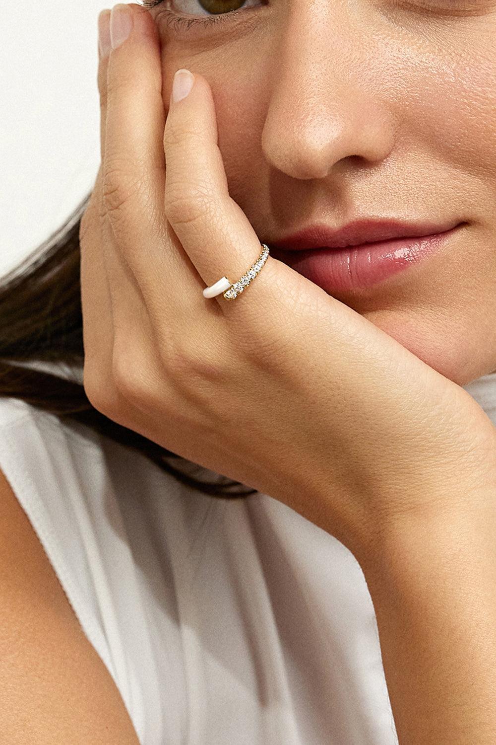 Marissa Pink Lola Pinky Ring-YELLOW GOLD-3-JEWELRYFINE JEWELRING-MELISSA KAYE