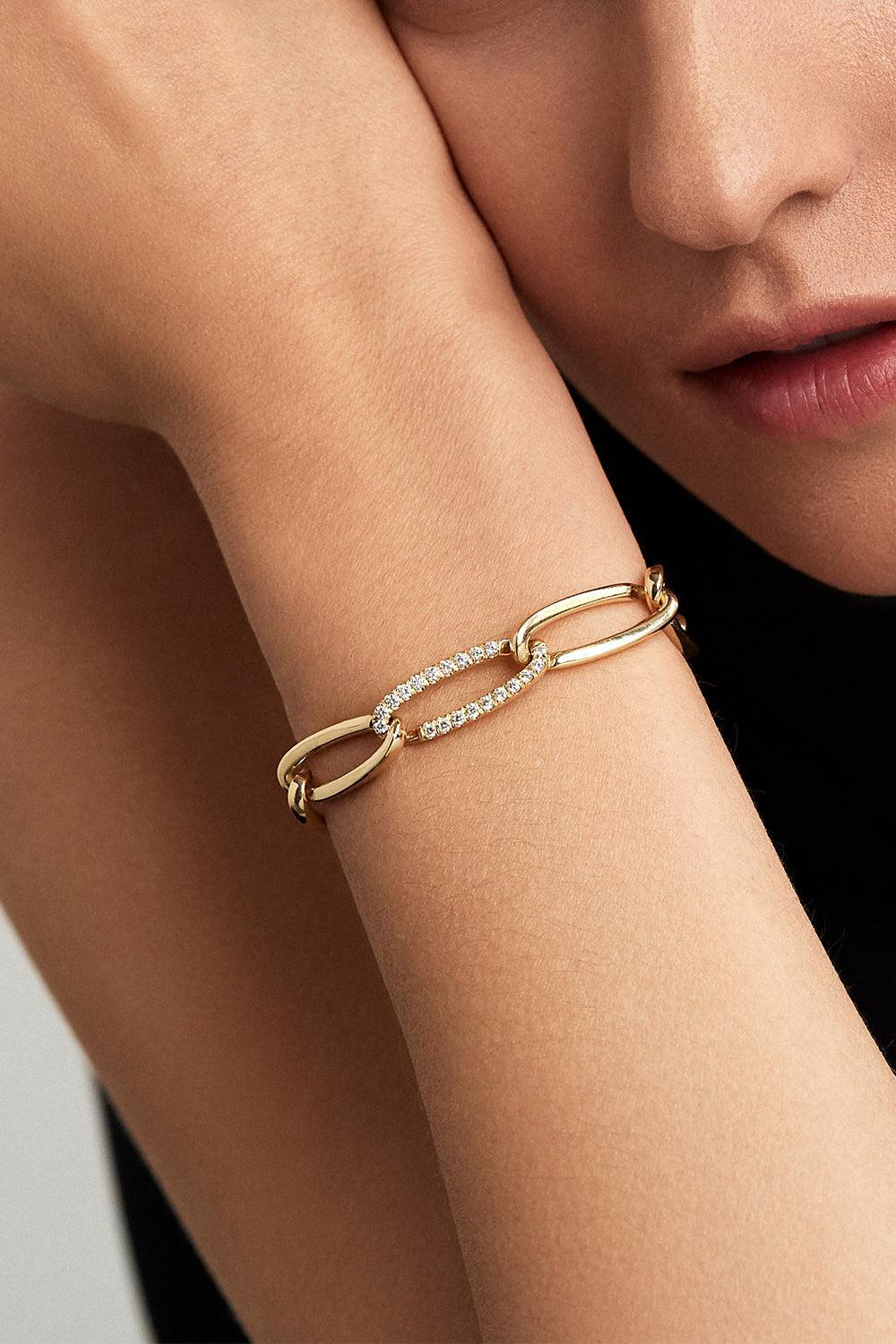 Partial Diamond Link Medium Lulu Bracelet-YELLOW GOLD-MED-JEWELRYFINE JEWELBRACELET O-MELISSA KAYE