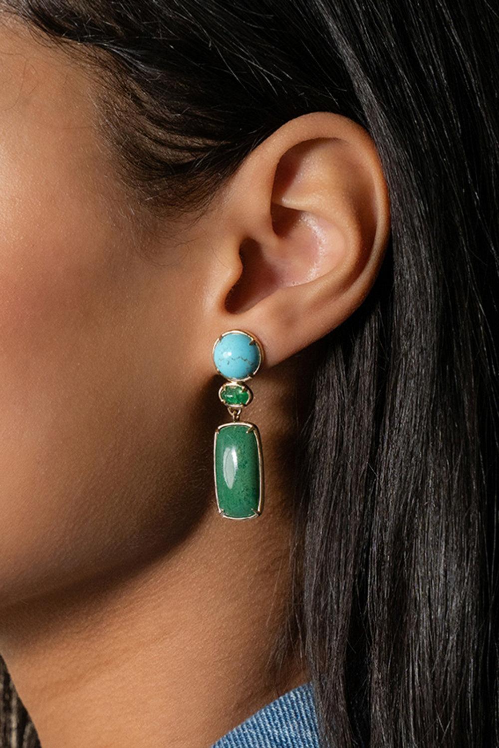 Turquoise Emerald Terra Drop Earrings-YELLOW GOLD-JEWELRYFINE JEWELEARRING-MONICA RICH KOSANN
