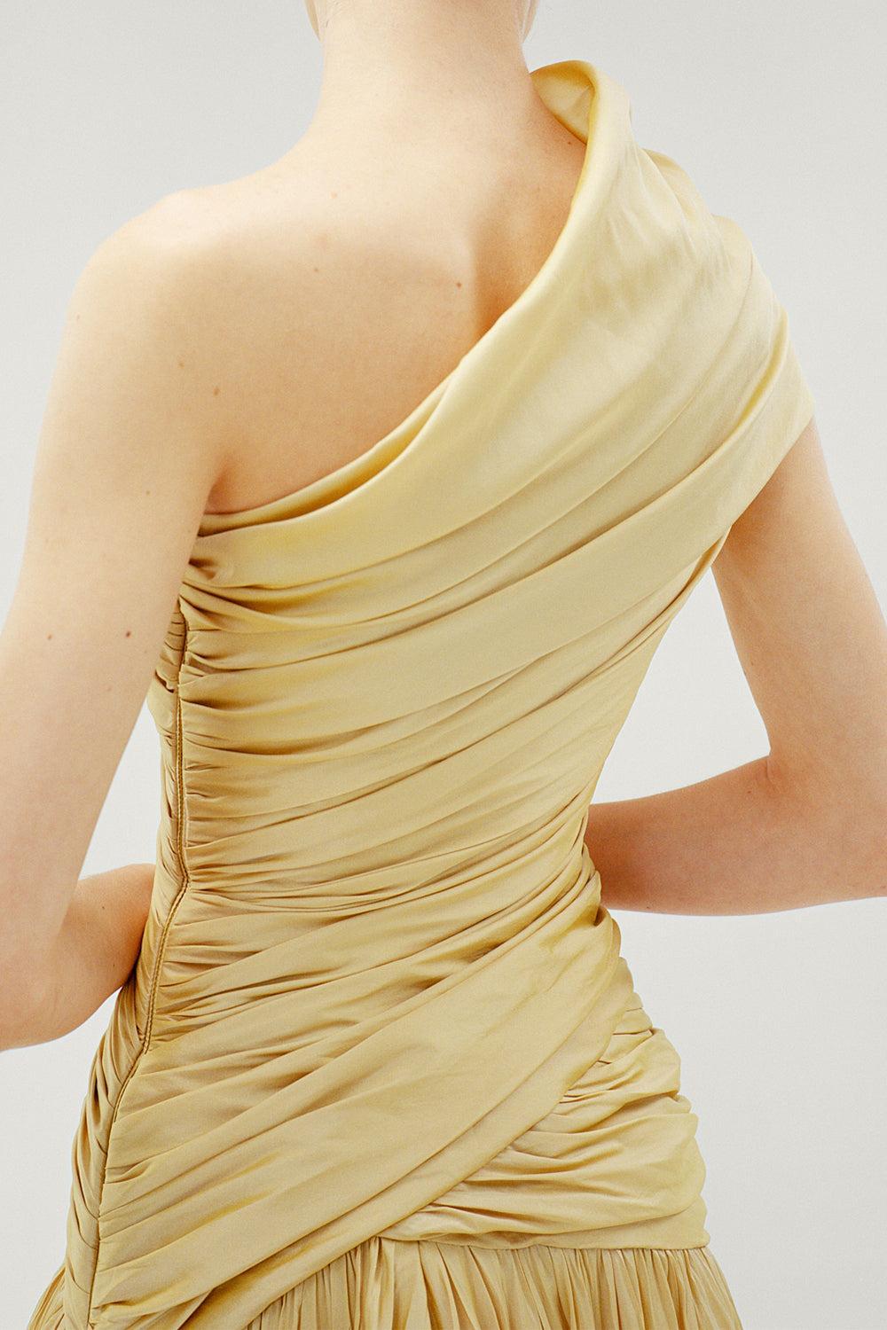 One Shoulder Gown-GOLD-36-CLOTHINGDRESSGOWN-MARMAR HALIM