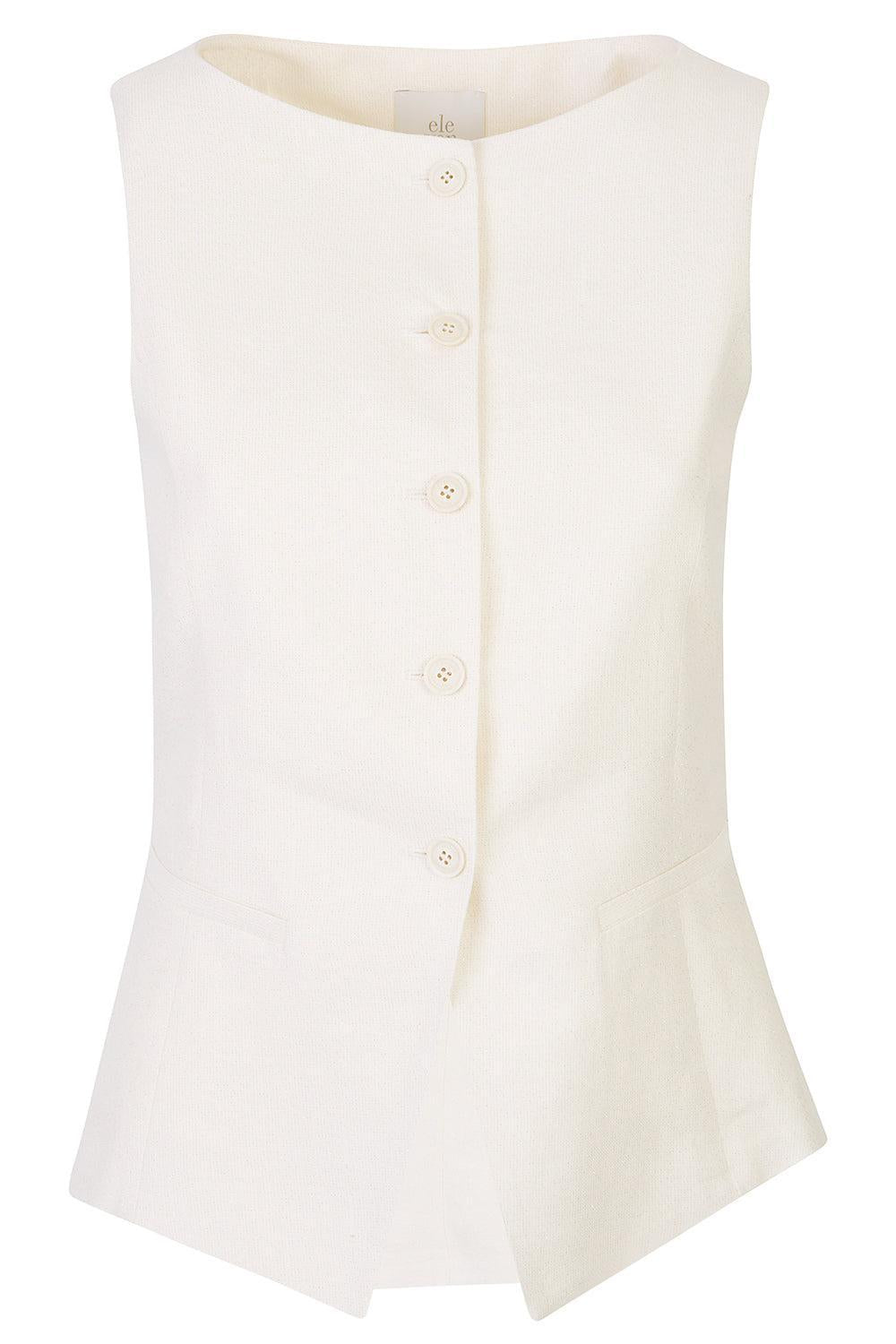 Boat Neck Button Vest-CREAM-36-CLOTHINGTOPBLOUSE-ELEVENTY
