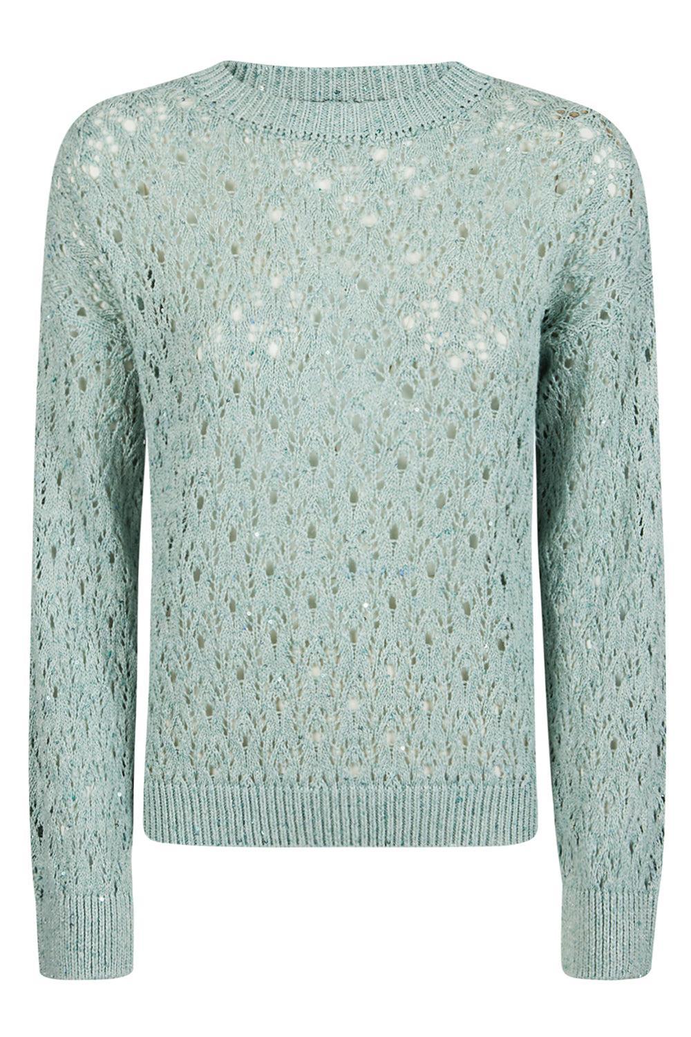 Long Sleeve Crewneck Sweater - Green-GREEN-XS-CLOTHINGTOPKNITS-ELEVENTY