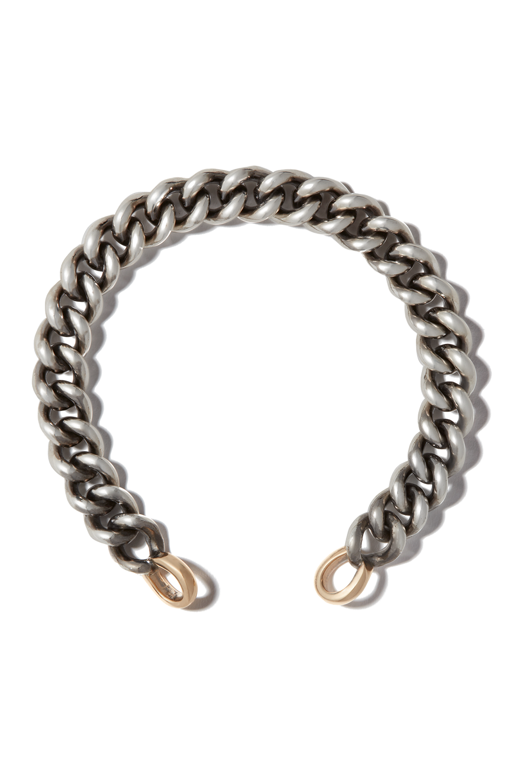 Minimega Curb Chain Bracelet - Silver Yellow Gold-SILVER-JEWELRYFINE JEWELBRACELET O-MARLA AARON