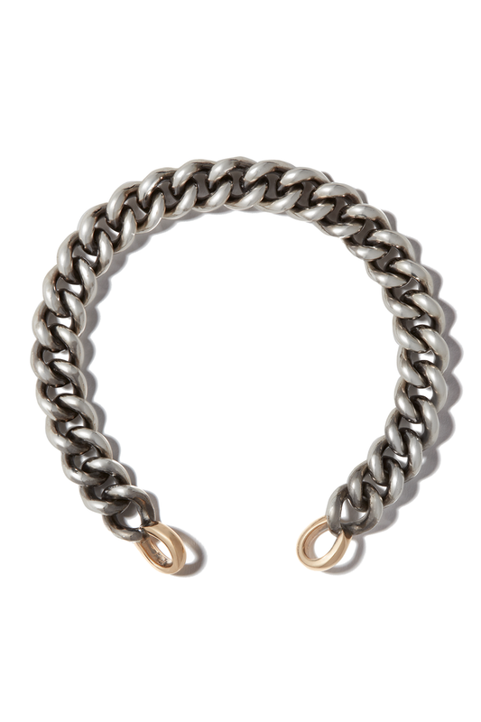 Minimega Curb Chain Bracelet - Silver Yellow Gold-SILVER-JEWELRYFINE JEWELBRACELET O-MARLA AARON