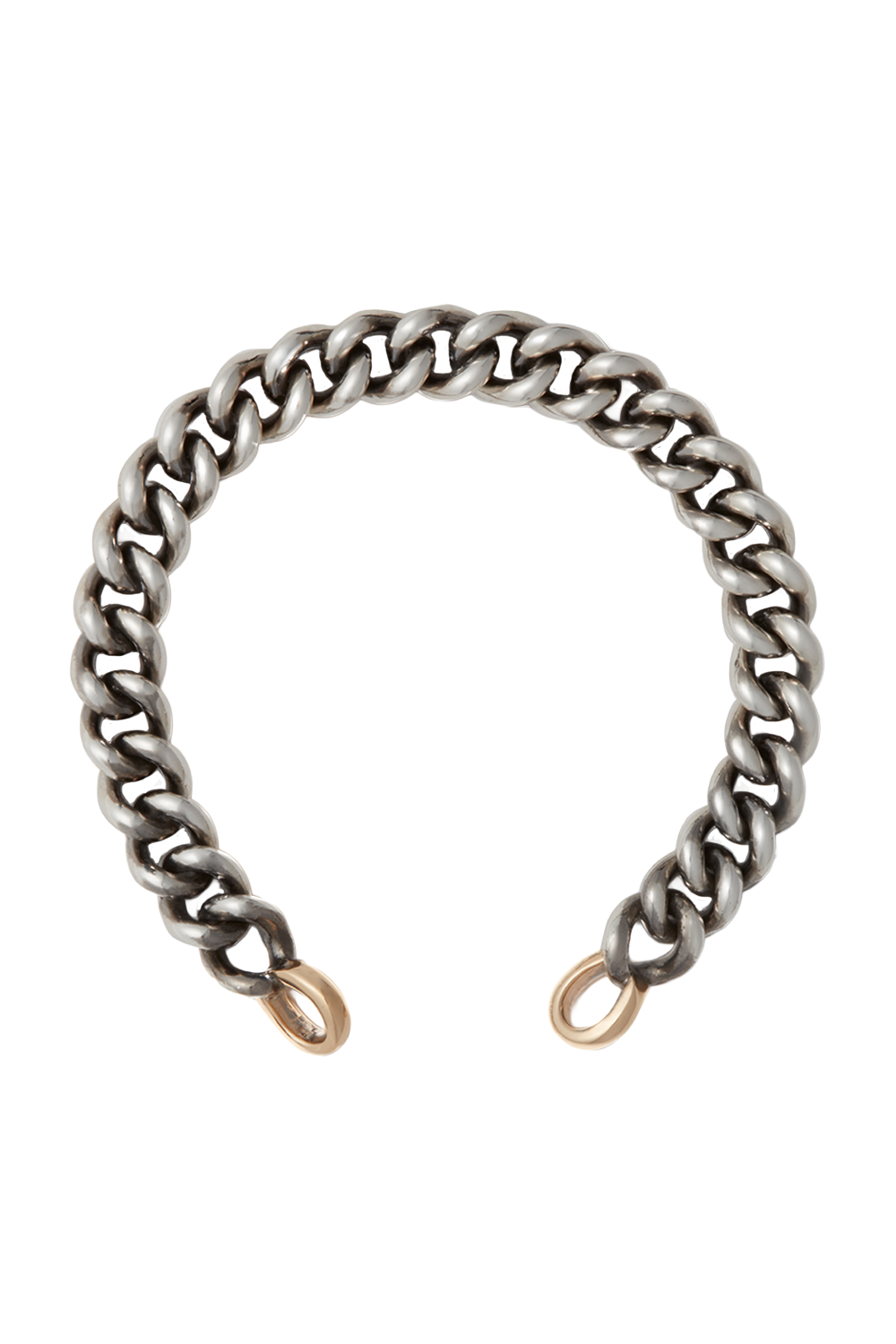 MiniMega Curb Chain Bracelet - Silver Yellow Gold - 6.5in-SILVER-6-JEWELRYFINE JEWELBRACELET O-MARLA AARON
