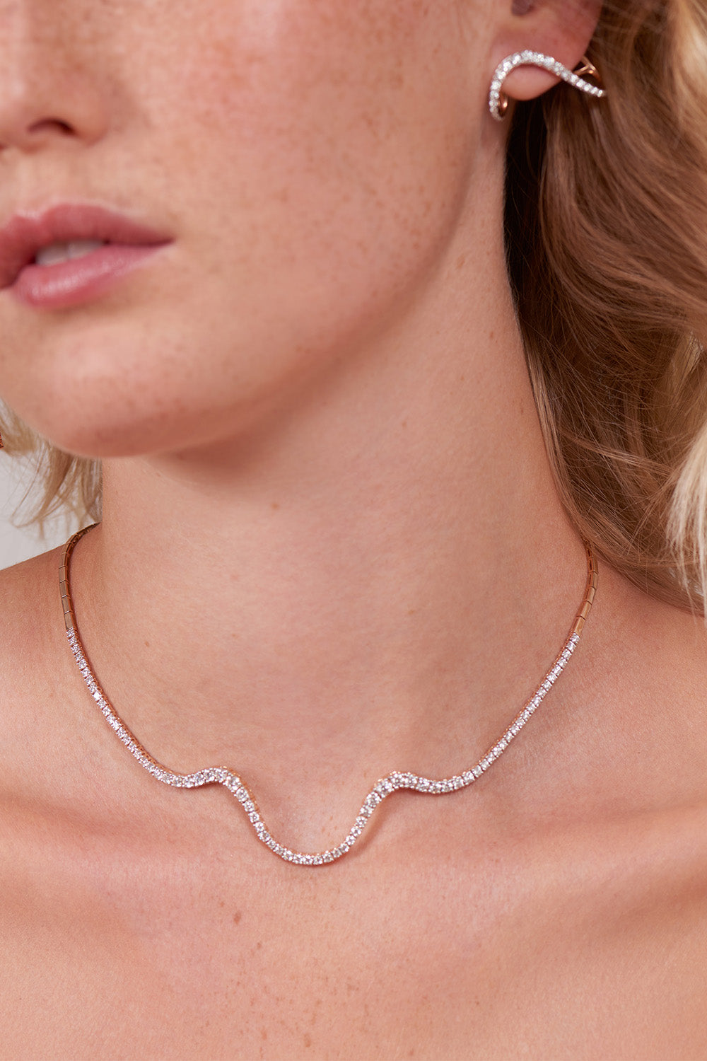 Diamond Half Pave Radiant Choker Necklace