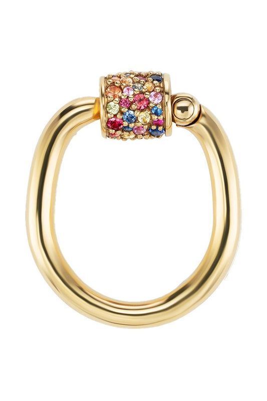 Mixed Sapphire The Stone Trundle Lock Ring-YELLOW/GOLD-7-JEWELRYFINE JEWELRING-MARLA AARON