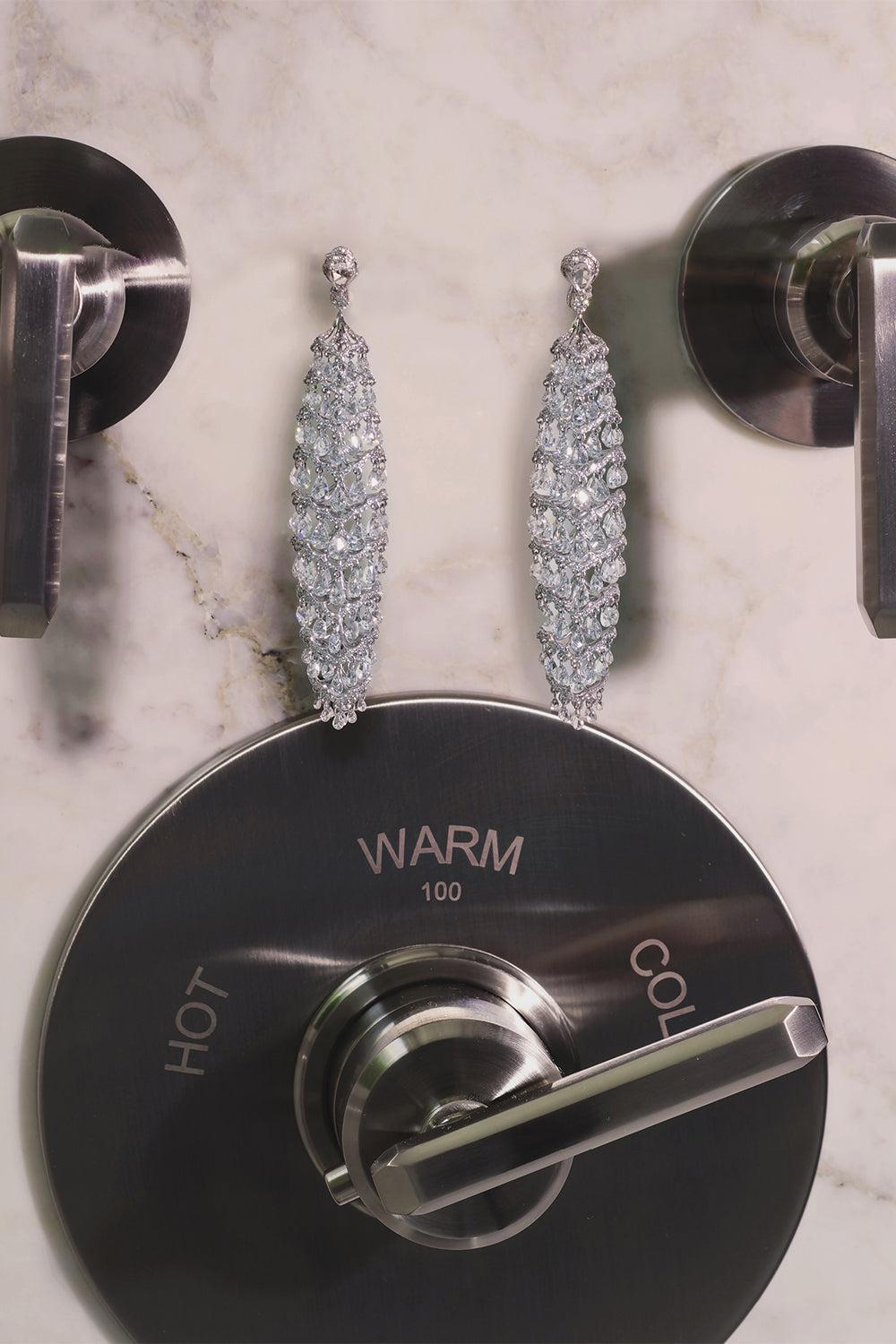 Diamond Chandelier Drop Earrings-WHITE GOLD-JEWELRYFINE JEWELEARRING-64 FACETS