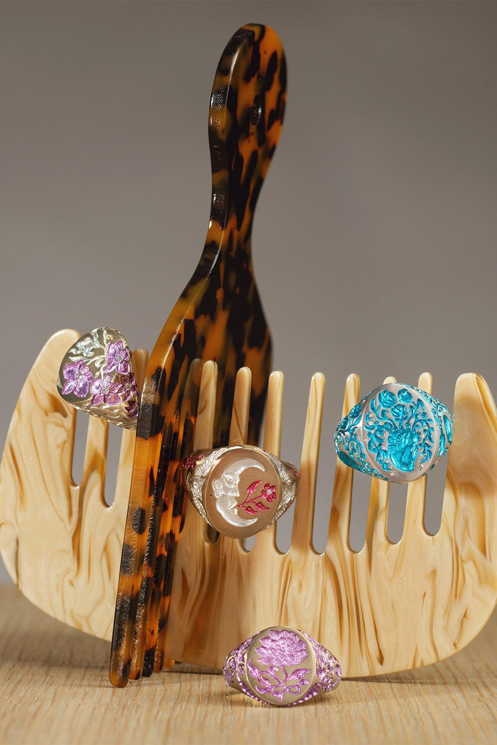 Ruby Moon Owl Signet Ring-YELLOW GOLD-7-JEWELRYFINE JEWELRING-CASTRO SMITH