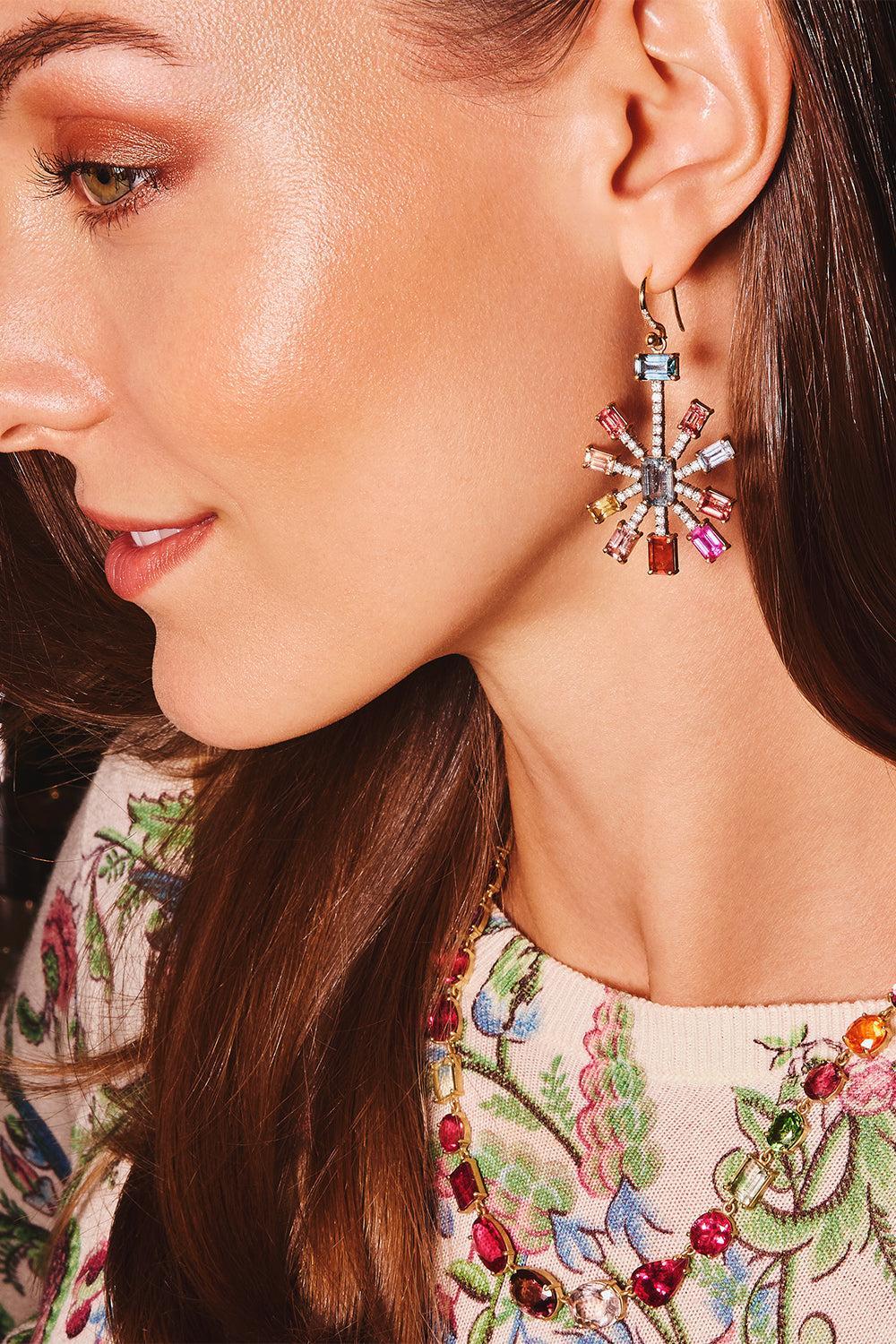 Gemmy Gem Multi Sapphire Earrings-ROSE GOLD-JEWELRYFINE JEWELEARRING-IRENE NEUWIRTH JEWELRY