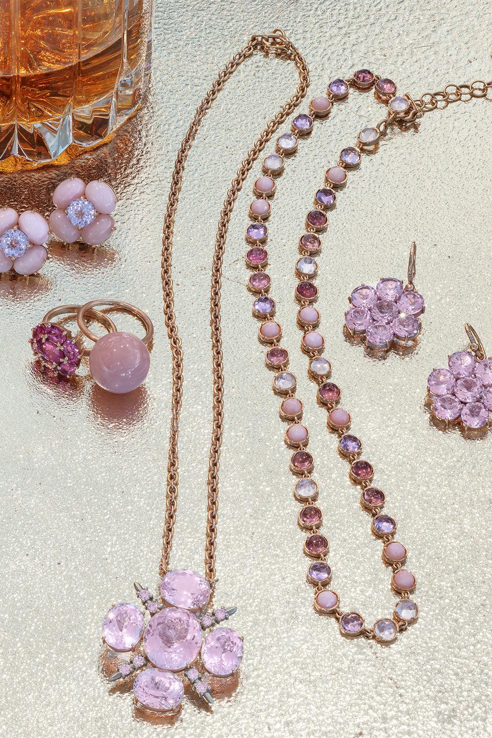 Opal Aquamarine Posy Stud Earrings-YELLOW GOLD-JEWELRYFINE JEWELEARRING-IRENE NEUWIRTH JEWELRY