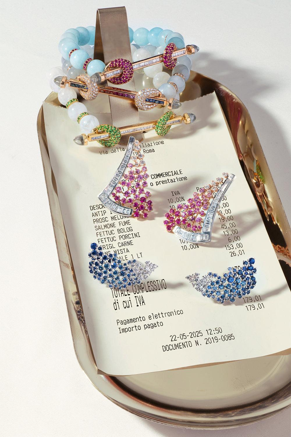 Blue Sapphire Ombre Scatter Ear Jackets-WHITE GOLD-JEWELRYFINE JEWELEARRING-ANANYA