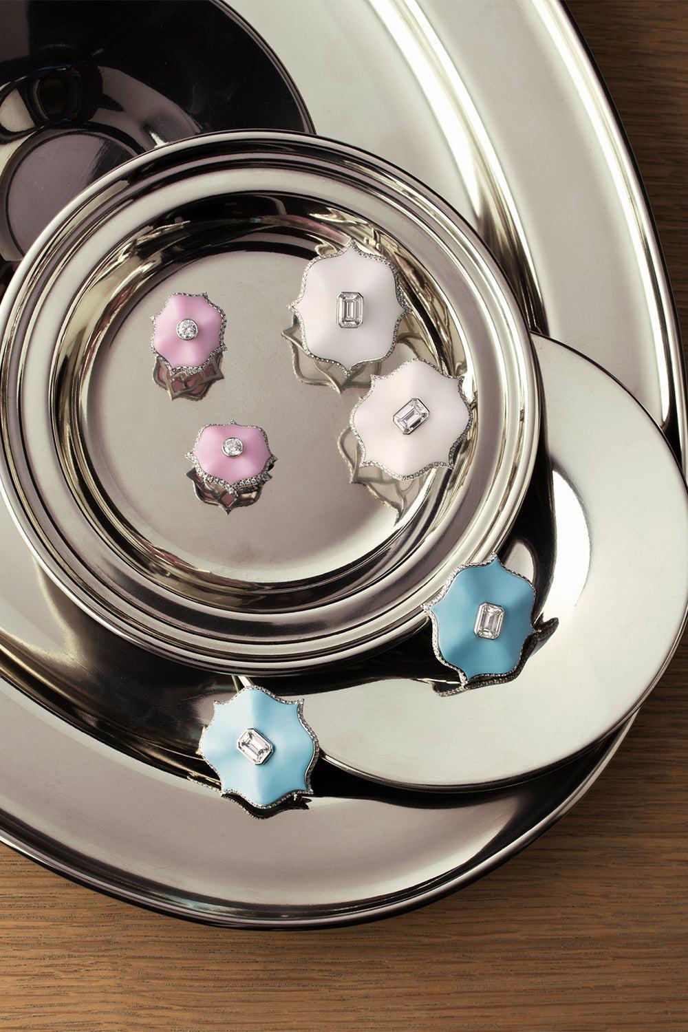 Diamond Pink Lotus Earrings-PLATINUM-JEWELRYFINE JEWELEARRING-BAYCO