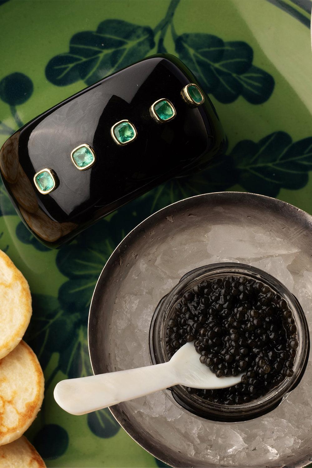 Black Jade Emerald Cuff-YELLOW GOLD-JEWELRYFINE JEWELBRACELET O-OCTAVIA ELIZABETH