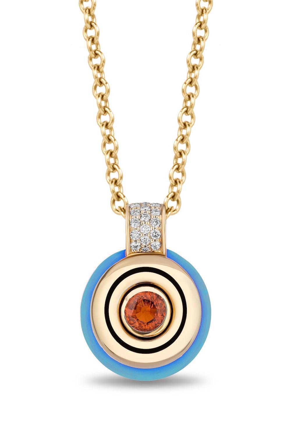 Spessartite Mini Donut Pendant Necklace-YELLOW GOLD-18-JEWELRYFINE JEWELNECKLACE O-MASON & BOOKS