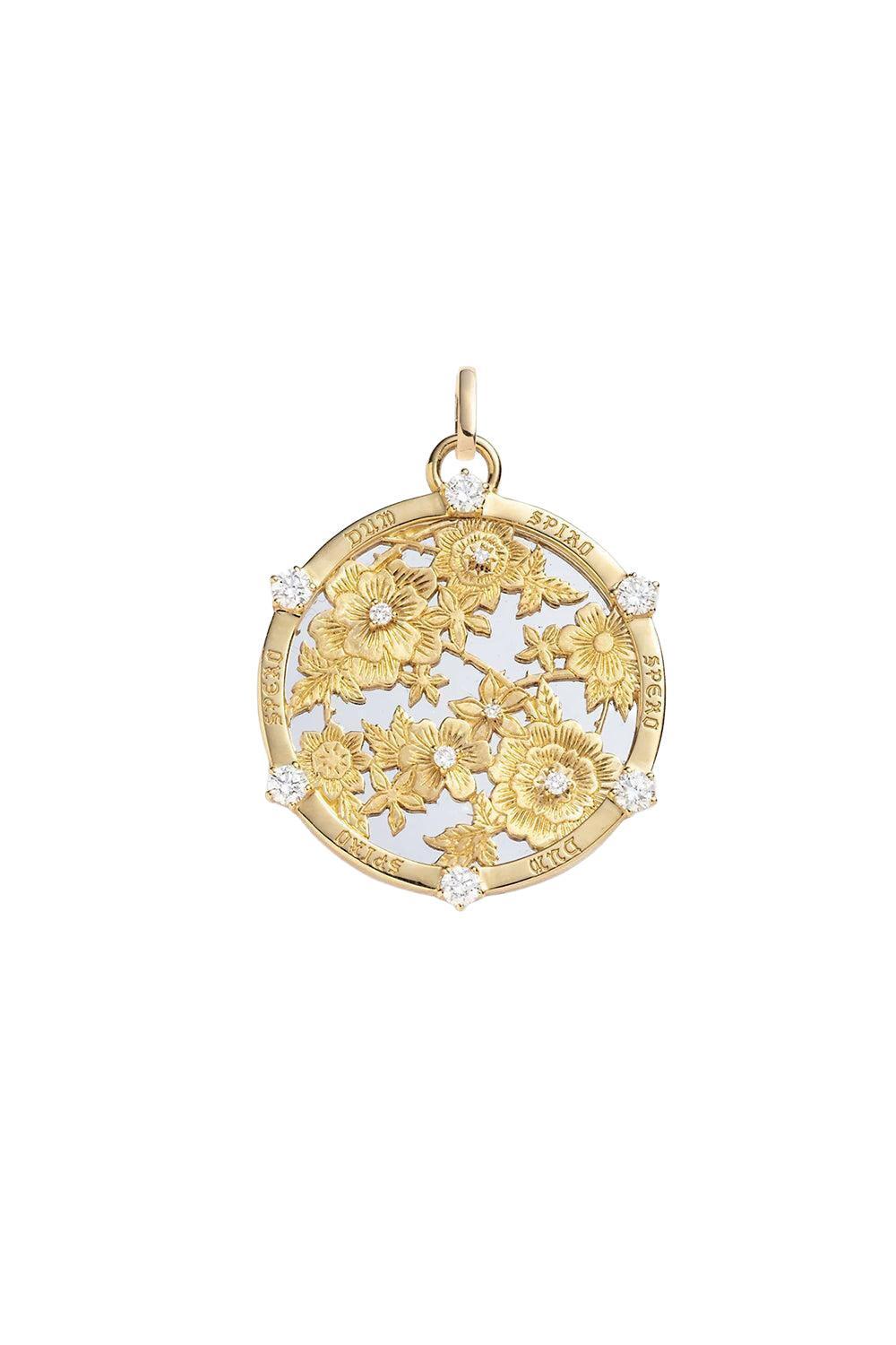 Floral Screen Resilience Large Medallion-YELLOW GOLD-JEWELRYFINE JEWELPENDANT-FOUNDRAE