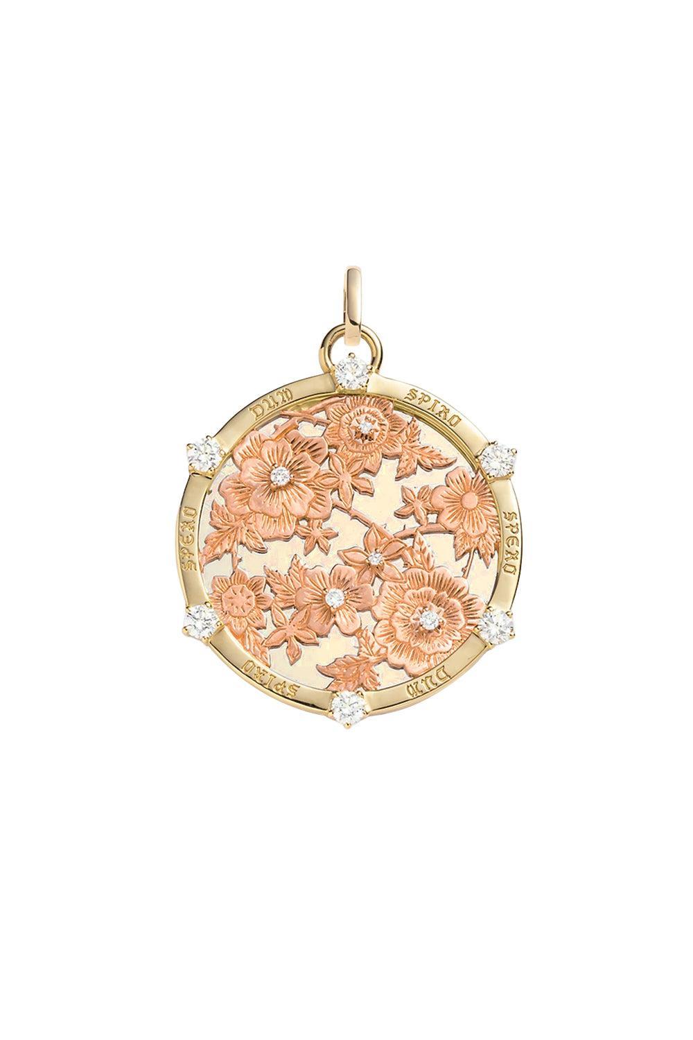 Floral Screen Resilience Large Medallion - Rose Gold-YELLOW GOLD-JEWELRYFINE JEWELPENDANT-FOUNDRAE