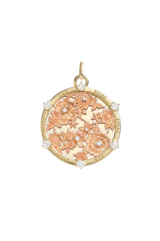 Floral Screen Resilience Large Medallion - Rose Gold-YELLOW GOLD-JEWELRYFINE JEWELPENDANT-FOUNDRAE