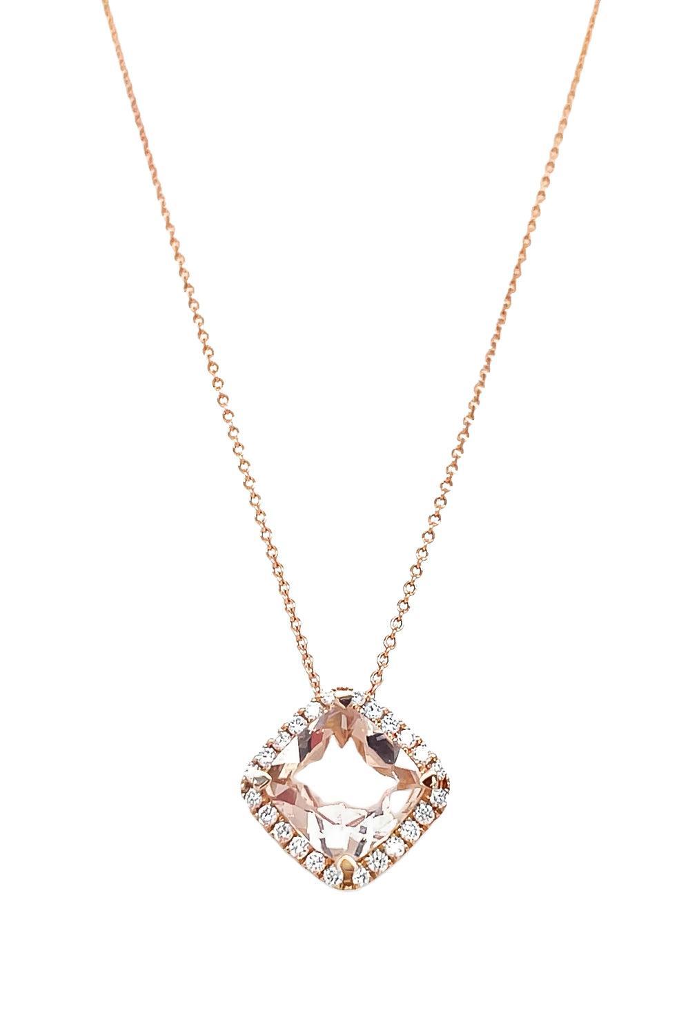 Morganite Diamond Pendant Necklace-ROSE GOLD-JEWELRYFINE JEWELNECKLACE O-LISA NIK