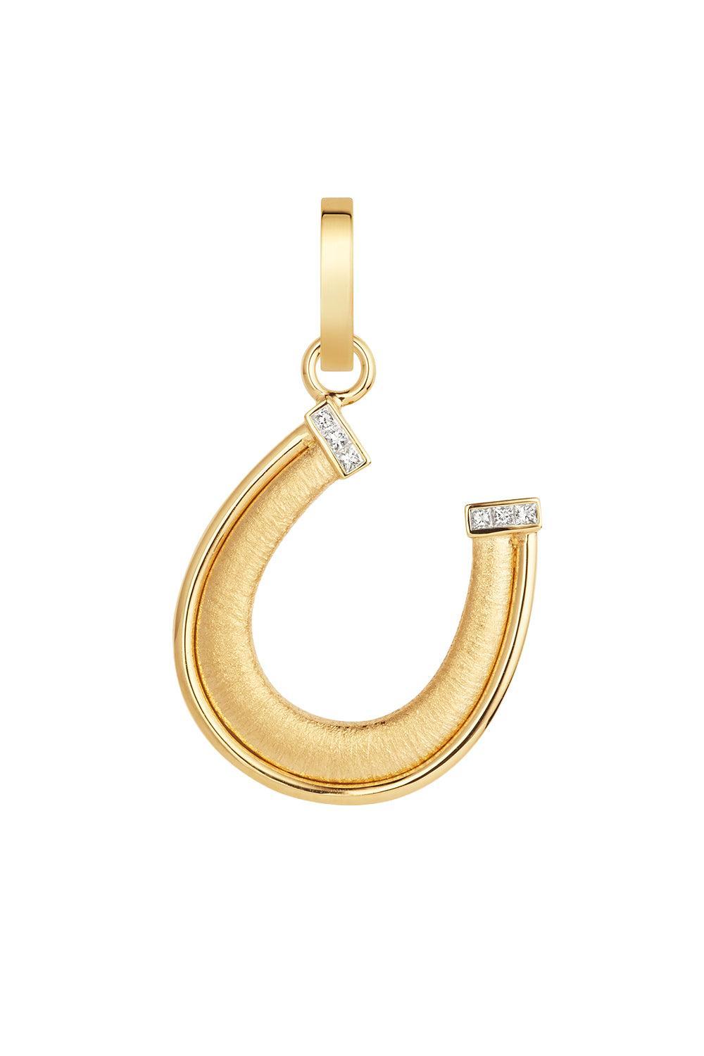 Diamond Horseshoe Pendant-YELLOW GOLD-JEWELRYFINE JEWELPENDANT-MARIE LICHTENBERG