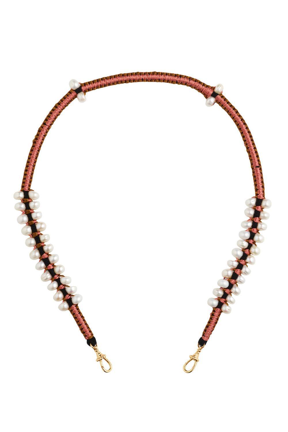 Pearl Pink Brown Ica Mauli Cord Necklace-YELLOW GOLD-35CM-JEWELRYFINE JEWELNECKLACE O-MARIE LICHTENBERG