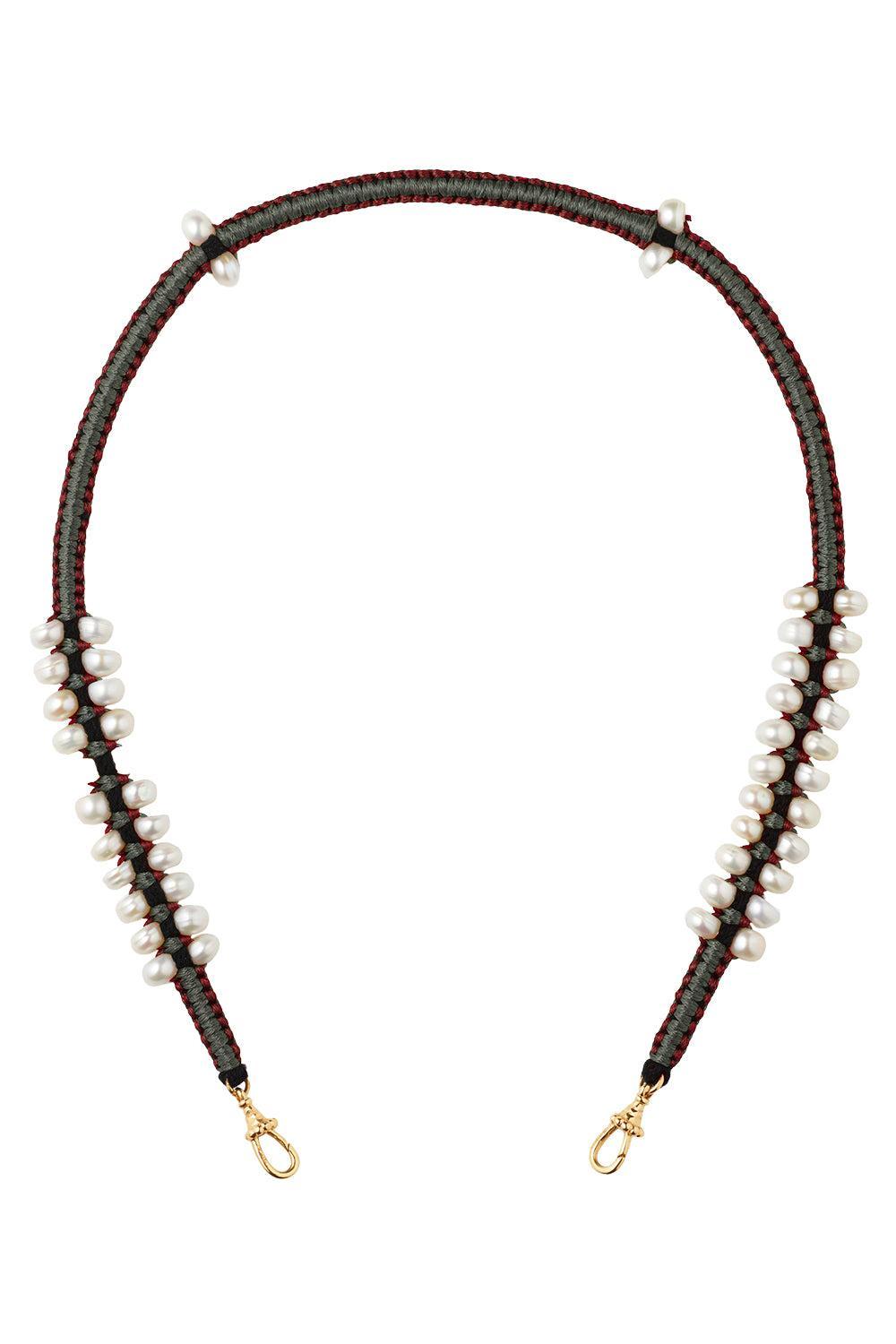 Pearl Grey Burgundy Ica Mauli Necklace | MARIE LICHTENBERG