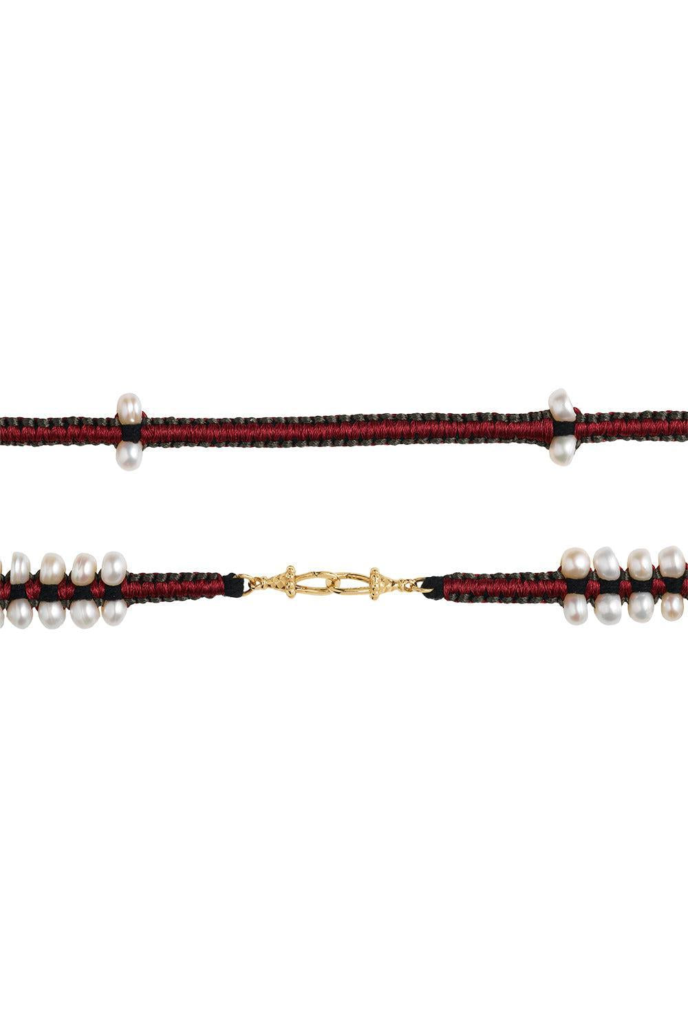 Pearl Grey Burgundy Ica Mauli Necklace-YELLOW GOLD-50-JEWELRYFINE JEWELNECKLACE O-MARIE LICHTENBERG